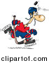 Vector of a Cartoon Puck Hitting a Hockey Player on the Head by Toonaday