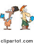 Vector of a Cartoon Puzzled White Business Man and Black Woman by Toonaday