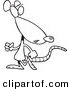 Vector of a Cartoon Rat Looking Back - Coloring Page Outline by Toonaday