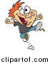 Vector of a Cartoon Red Haired Rambunctious Boy Jumping by Toonaday