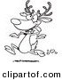 Vector of a Cartoon Reindeer Running - Outlined Coloring Page by Toonaday