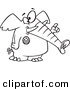 Vector of a Cartoon Republican Elephant Wearing a Button and Holding up a Finger - Coloring Page Outline by Toonaday