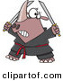Vector of a Cartoon Rhino Ninja Holding 2 Swords by Toonaday