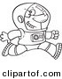 Vector of a Cartoon Running Astronaut - Outlined Coloring Page Drawing by Toonaday