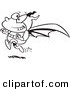 Vector of a Cartoon Running Bat Boy - Coloring Page Outline by Toonaday
