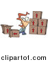 Vector of a Cartoon Sad Caucasian Woman Sitting by Moving Boxes by Toonaday