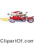 Vector of a Cartoon Santa Claus Speeding on a Motorcycle While Smoking a Cigar by Gnurf