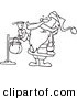 Vector of a Cartoon Santa Ringing a Charity Bell - Coloring Page Outline by Toonaday
