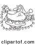 Vector of a Cartoon Santa Tangled in Christmas Lights - Coloring Page Outline by Toonaday