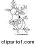 Vector of a Cartoon Scared Deer - Outlined Coloring Page by Toonaday
