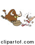 Vector of a Cartoon Scared White Man Running from a Bull by Toonaday