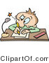 Vector of a Cartoon School Boy Poking His Nostril with a Pencil While Writing at a Desk by Gnurf