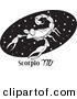 Vector of a Cartoon Scorpio Scorpion over a Black Oval - Outlined Coloring Page by Toonaday