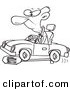 Vector of a Cartoon Senior Man Running over a Stop Sign - Coloring Page Outline by Toonaday
