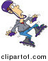 Vector of a Cartoon Shaky Man Roller Blading by Toonaday