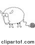 Vector of a Cartoon Sheep Connected to Yarn - Outlined Coloring Page by Toonaday