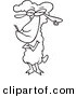 Vector of a Cartoon Sheep with an Earring and Cigarette - Coloring Page Outline by Toonaday