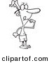 Vector of a Cartoon Skinny Man Trying to Flex - Coloring Page Outline by Toonaday
