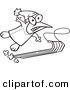 Vector of a Cartoon Sledding Penguin - Coloring Page Outline by Toonaday