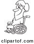 Vector of a Cartoon Smiling Woman in a Wheelchair - Outlined Coloring Page by Toonaday
