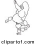 Vector of a Cartoon Snobbish Poodle Walking Upright - Coloring Page Outline by Toonaday