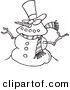 Vector of a Cartoon Snowman - Coloring Page Outline by Toonaday