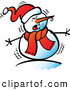 Vector of a Cartoon Snowman Shivering in the Cold Weather by Zooco