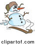 Vector of a Cartoon Snowman Sledding down Hill by Toonaday