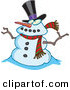 Vector of a Cartoon Snowman Wearing a Hat and Scarf by Toonaday