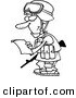 Vector of a Cartoon Soldier Reading a Letter - Outlined Coloring Page by Toonaday