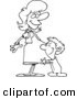 Vector of a Cartoon Son Hugging His Pregnant Mom - Outlined Coloring Page by Toonaday