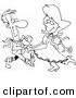Vector of a Cartoon Square Dancing Couple - Coloring Page Outline by Toonaday
