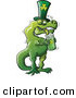 Vector of a Cartoon St. Patrick's Day T-Rex Drinking Beer from Clover Mug by Zooco