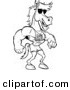 Vector of a Cartoon Studly Lifeguard Horse - Outlined Coloring Page by Toonaday