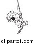 Vector of a Cartoon Summer Boy on a Rope Swing - Outlined Coloring Page by Toonaday