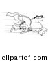Vector of a Cartoon Super Man Rushing a Letter - Coloring Page Outline by Toonaday