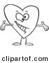 Vector of a Cartoon Surprising Heart with Open Arms - Coloring Page Outline by Toonaday
