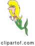 Vector of a Cartoon Swimming Blond Bored Mermaid by Toonaday