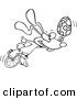 Vector of a Cartoon Talented Easter Bunny with an Egg on a Unicycle - Coloring Page Outline by Toonaday