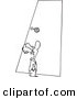 Vector of a Cartoon Tiny Businessman Looking up at a Door - Coloring Page Outline by Toonaday