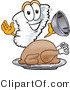 Vector of a Cartoon Tornado Mascot Beside a Thanksgiving Turkey by Mascot Junction