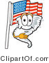 Vector of a Cartoon Tornado Mascot Pledging Allegiance with an American Flag by Mascot Junction