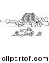 Vector of a Cartoon Tortoise Flying over a Hare - Coloring Page Outline by Toonaday
