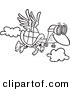 Vector of a Cartoon Tortoise Flying with Pilot Goggles - Outlined Coloring Page by Toonaday