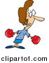 Vector of a Cartoon Tough Businesswoman Boxing by Toonaday