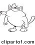Vector of a Cartoon Tough Cat Smoking a Cigar - Outlined Coloring Page by Toonaday