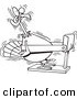 Vector of a Cartoon Turkey Bird Exercising on a Treadmill - Coloring Page Outline by Toonaday