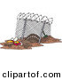 Vector of a Cartoon Turkey Escaping Under a Fence by Toonaday