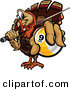 Vector of a Cartoon Turkey Mascot Holding out a Billiards Nine Ball by Chromaco