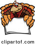 Vector of a Cartoon Turkey Mascot over a Sign by Chromaco